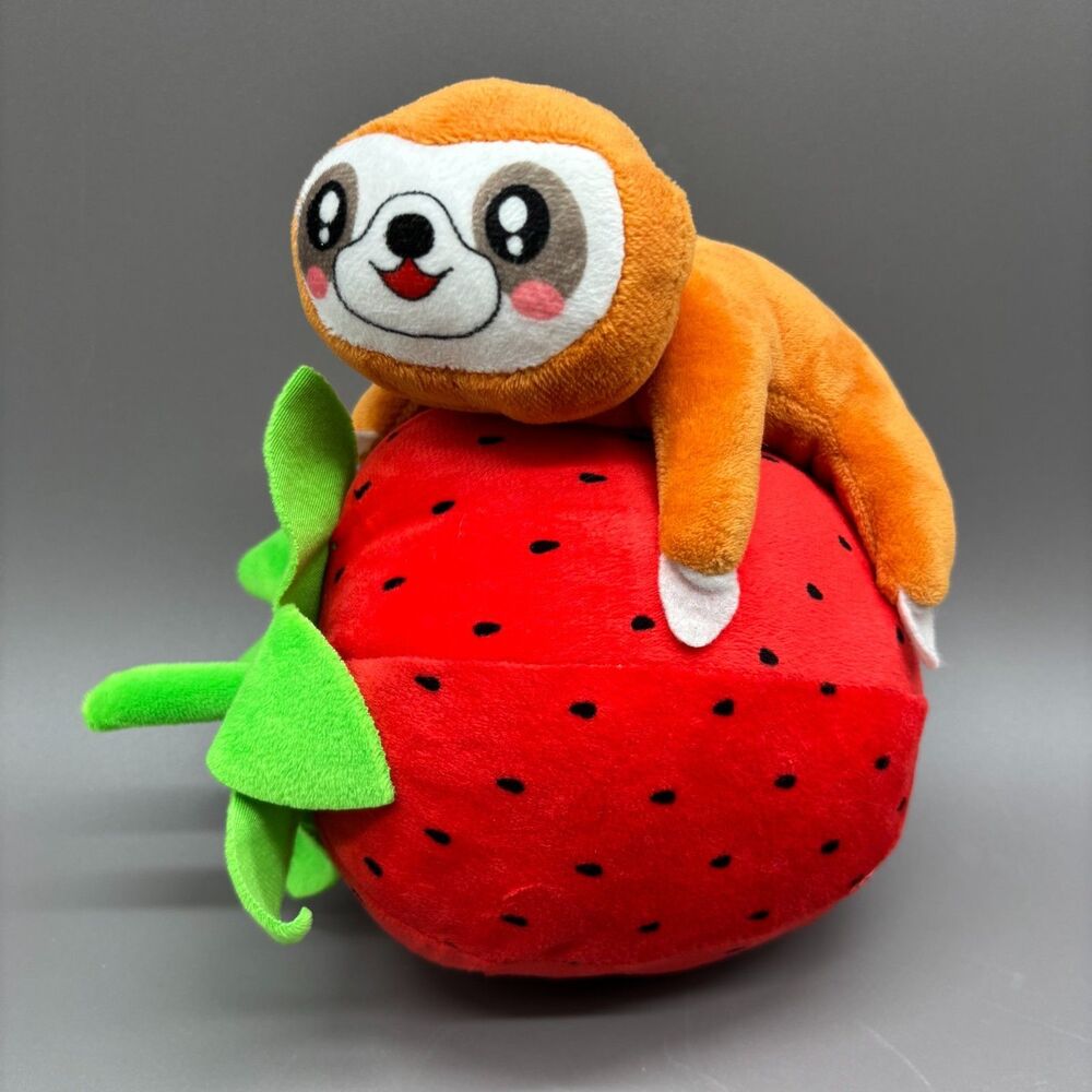 Sloth Plush Strawberry Stuffed Animal Kawaii Cute Ideal Toys 8" Red Fruit Toy